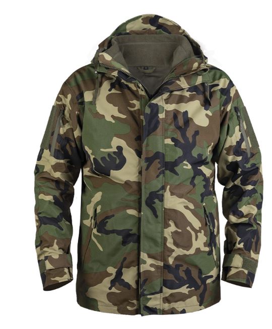 Mil-Tec Regnjakke med fleece - Woodland camo