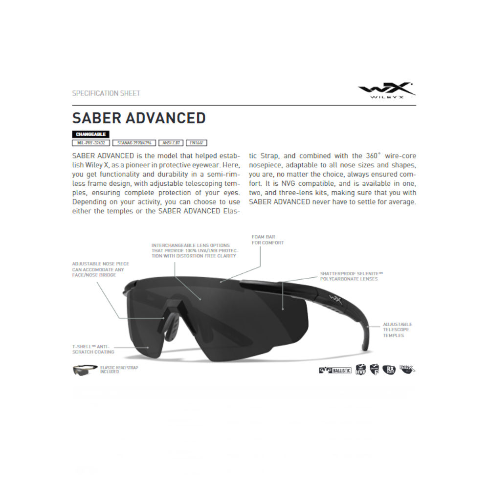 Wiley X - Saber Advanced Ballistiske Briller Pink - 1 Linse fra Wiley X - billede nr. 4 hos GrejFreak.dk
