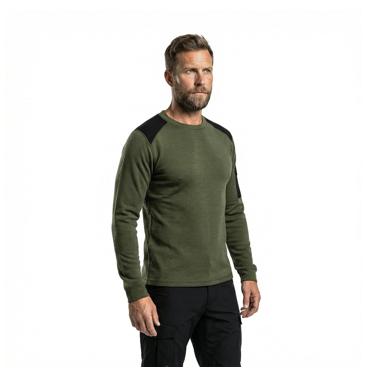 Marselis - Merino Crew Neck Trøje // Olivengrøn fra Marselis - billede nr. 2 hos GrejFreak.dk
