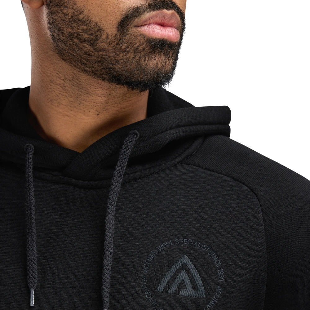 Aclima - FleeceWool Herre Hoodie // Jet Black-3-XtraGrej