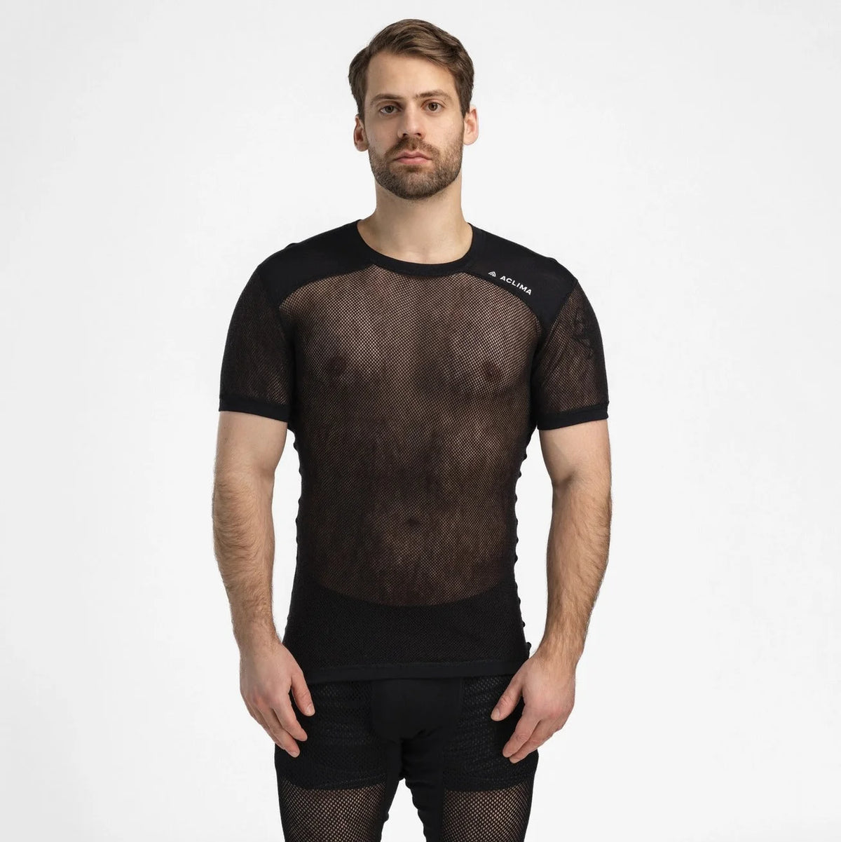 Aclima - WoolNet Light Herre Uld T-shirt // Sort-3-XtraGrej