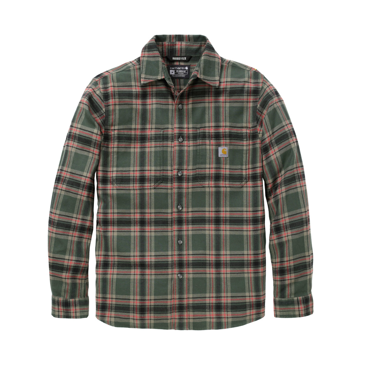 Carhartt - Langærmet Flannel Skjorte // Forestry Green / Amber Terrain-1-XtraGrej