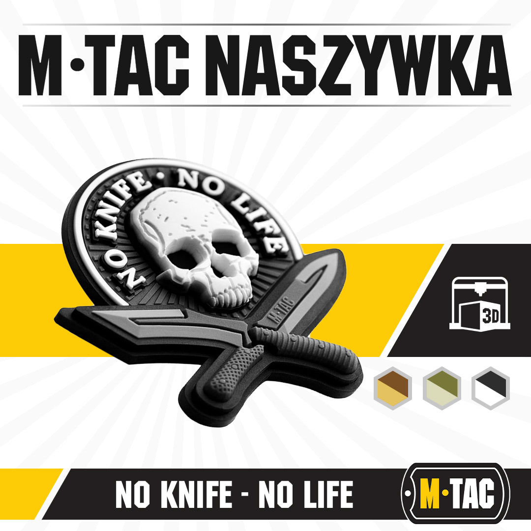 M-Tac patch No Knife - No Life 3D PVC black and white