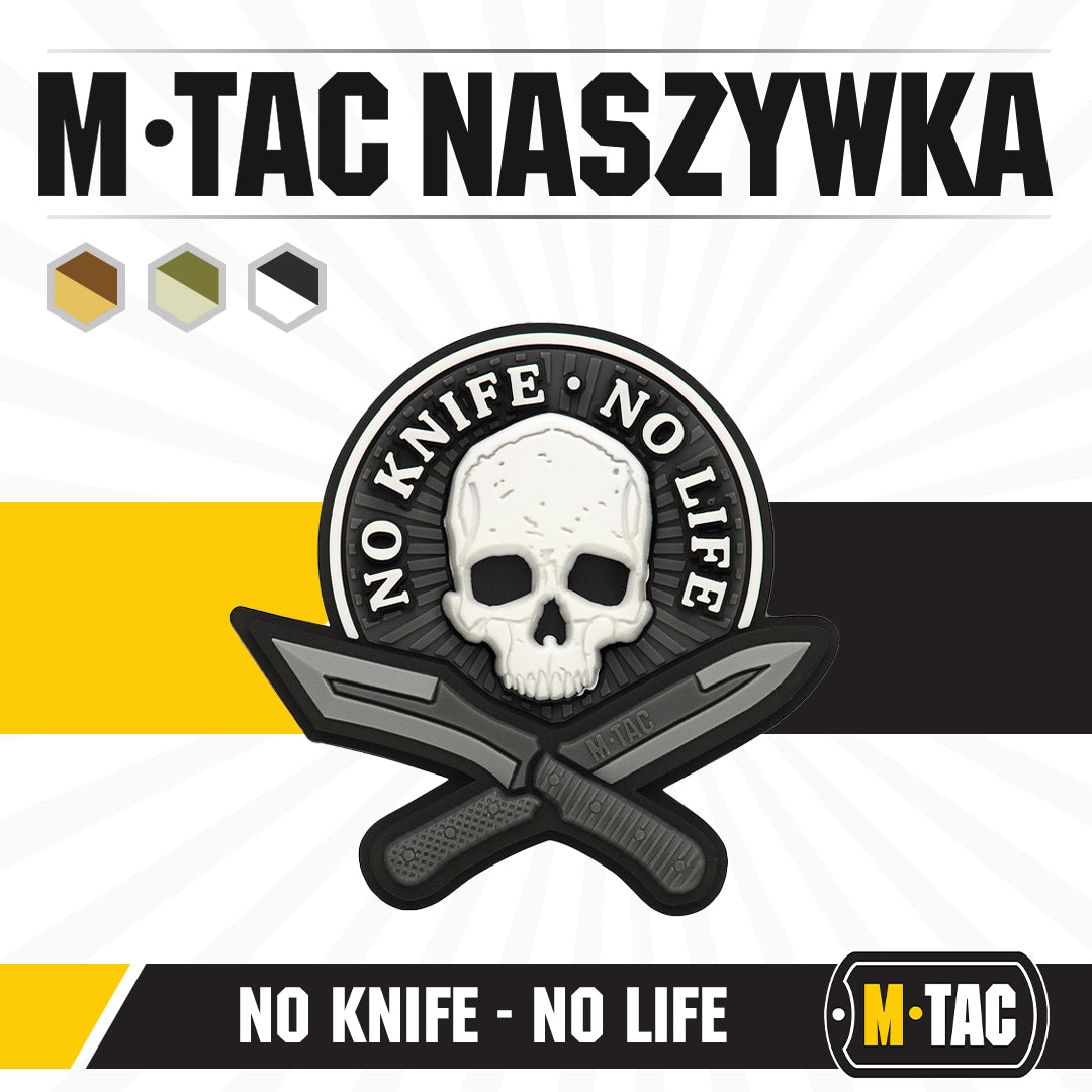 M-Tac patch No Knife - No Life 3D PVC black and white