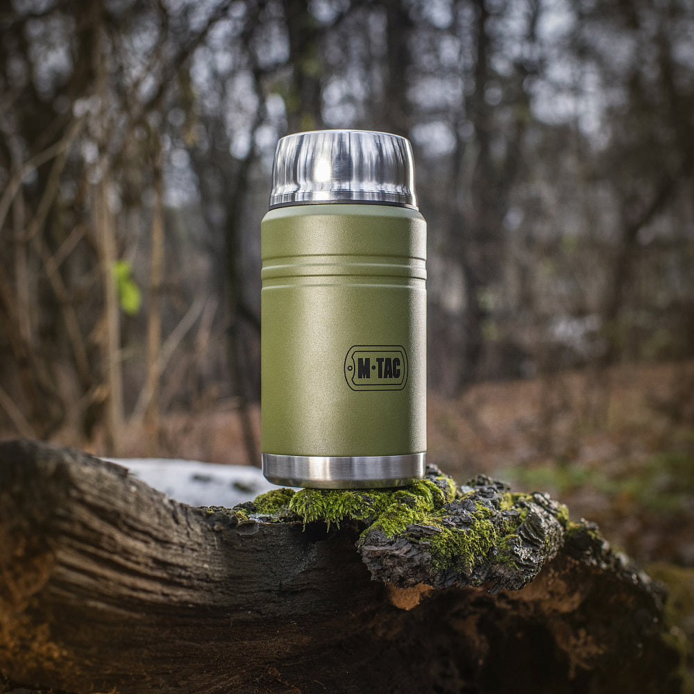 M-Tac Stainless 750 ml Thermos with folding spoon Olive