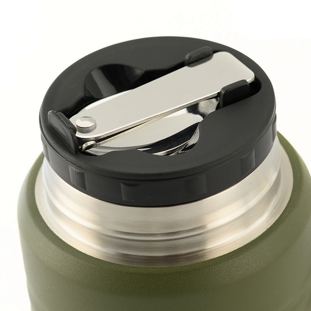 M-Tac Stainless 750 ml Thermos with folding spoon Olive