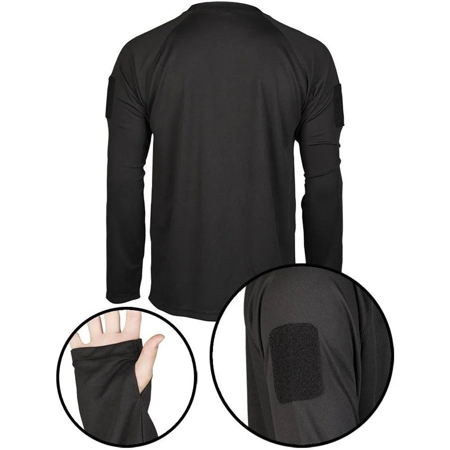 Mil-Tec - Tactical Quick Dry Langærmet T-Shirt // Sort-2-XtraGrej