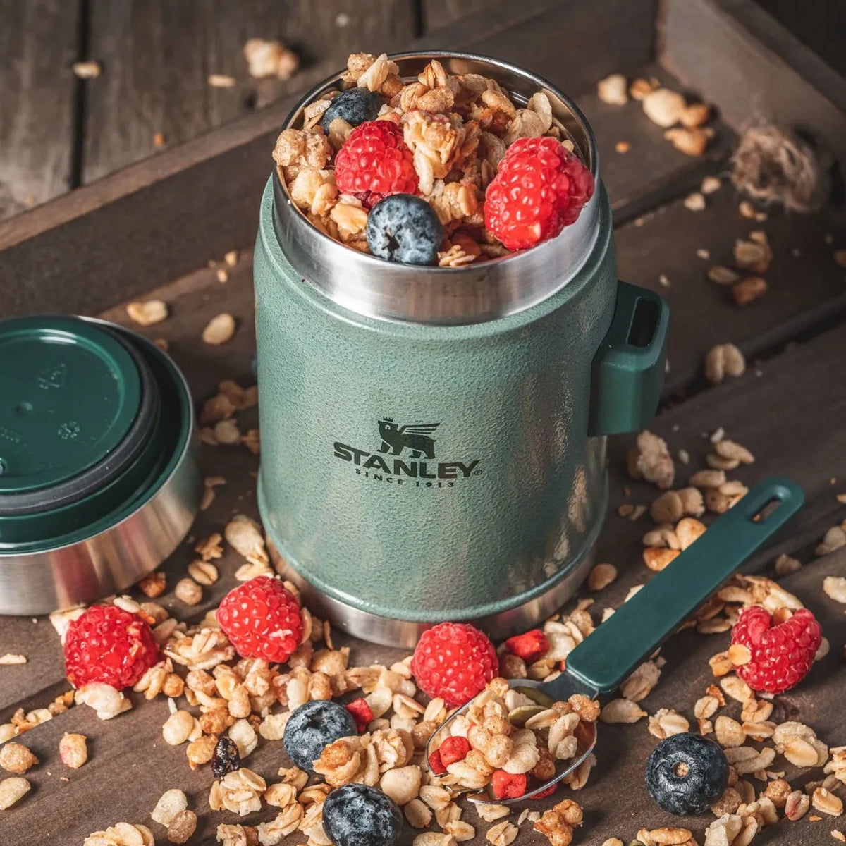 Stanley - Legendary Food Jar + Spork 0,40L // Hammertone Green-3-XtraGrej