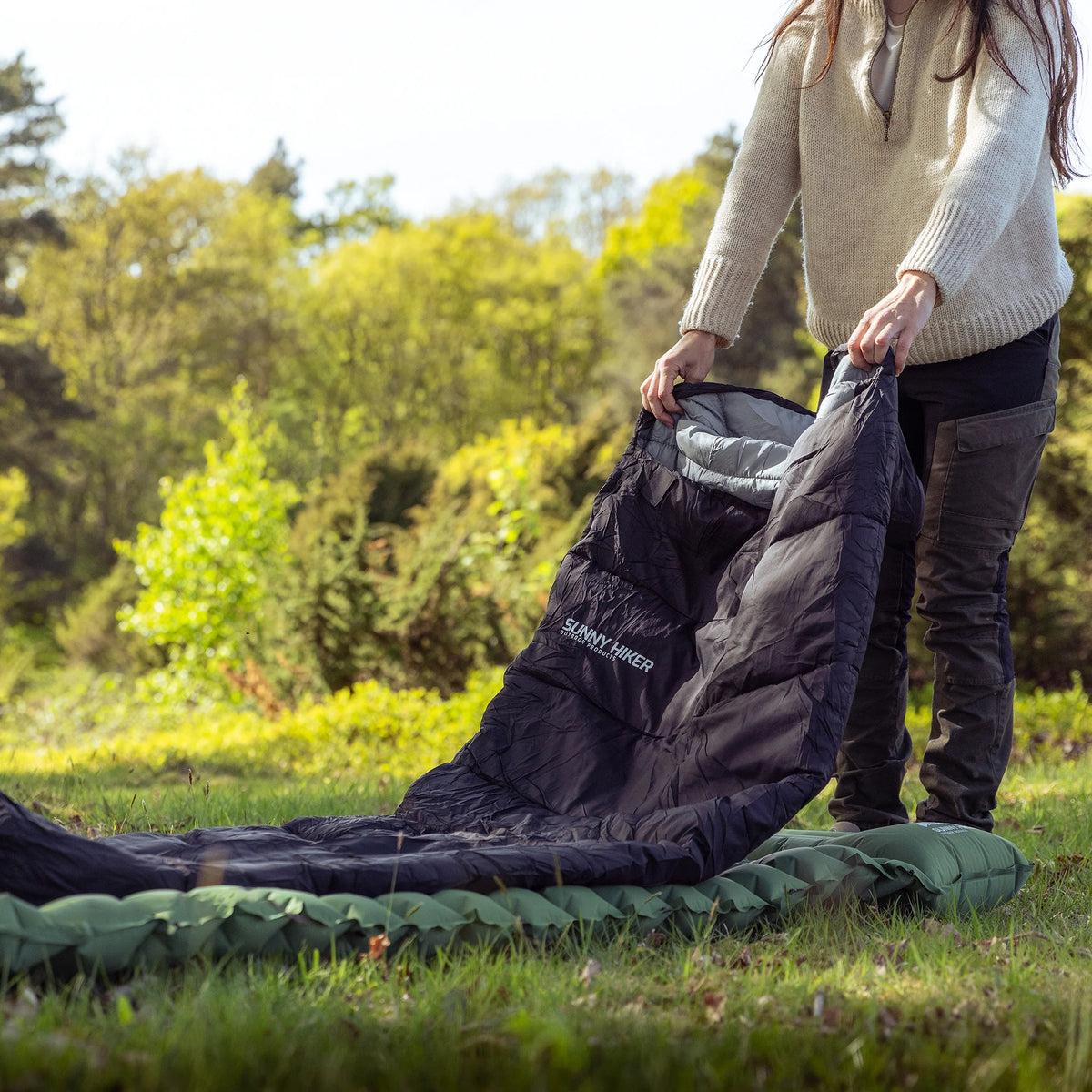Sunny Hiker - Comfort Liggeunderlag m. Fodpumpe // Grøn-8-XtraGrej