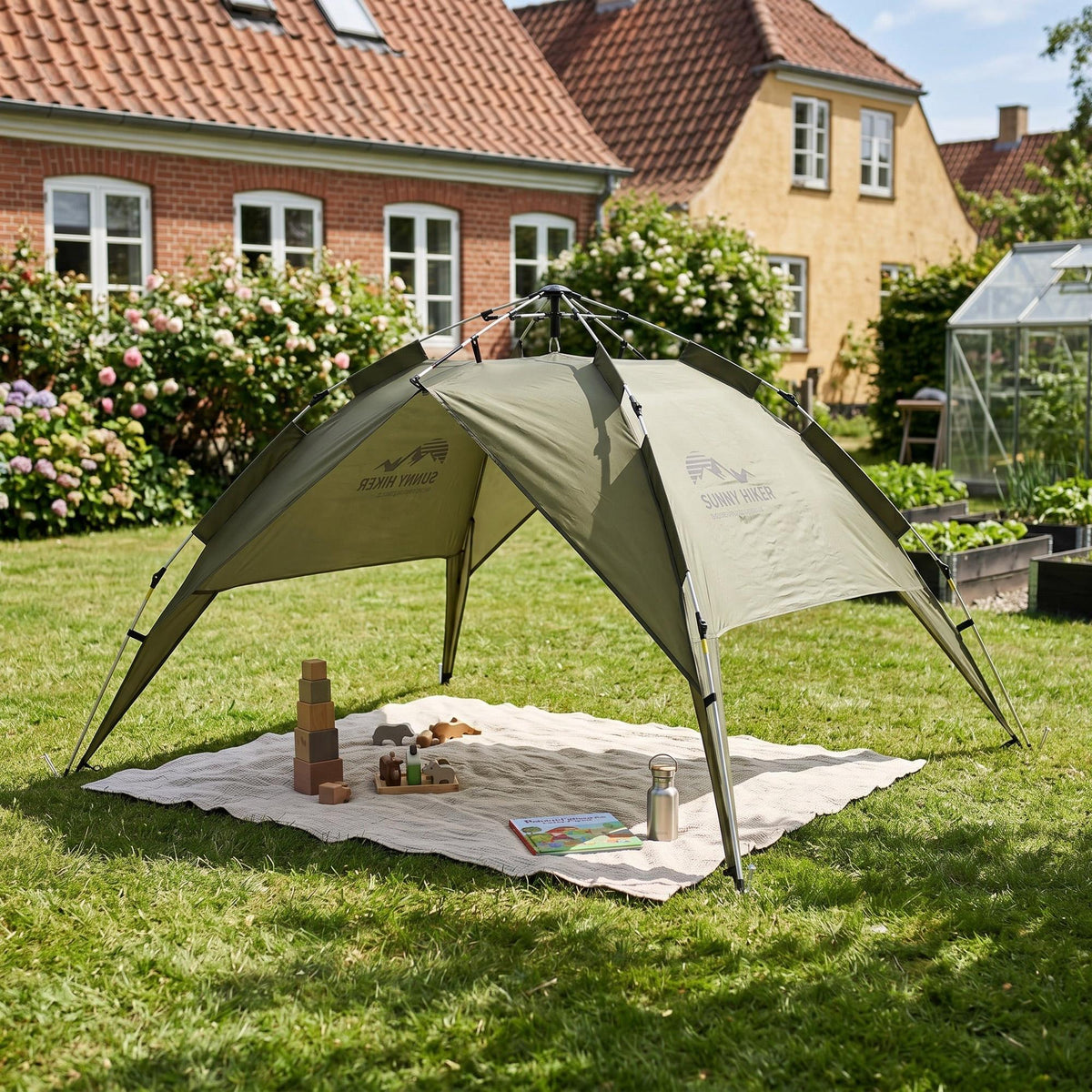Sunny Hiker - Pop-up Børnetelt m. Pavillon (3 pers.)-5-XtraGrej