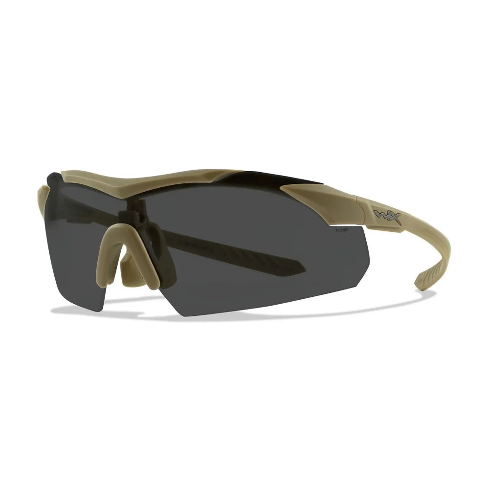 Wiley X - VAPOR COMM 2.5 Ballistiske Briller // Sandfarvet Stel - 3 Linser Grå/Klar/Orange-3-XtraGrej