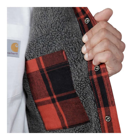 Carhartt - Flannel Sherpa-Lined Skjorte // Rød Okker-5-XtraGrej