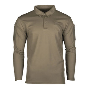 Mil-Tec - Tactical Quickdry Langærmet Herre Polo // Olivengrøn-1-XtraGrej