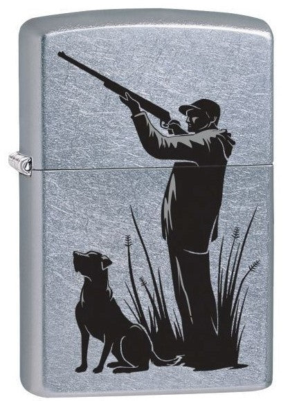 Zippo Hunter and Dog brushed chrome lighter