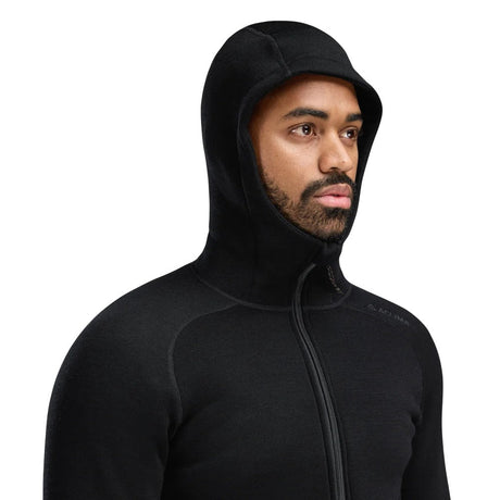 Aclima - FleeceWool Hooded Herre Jakke // Jet Black-3-XtraGrej