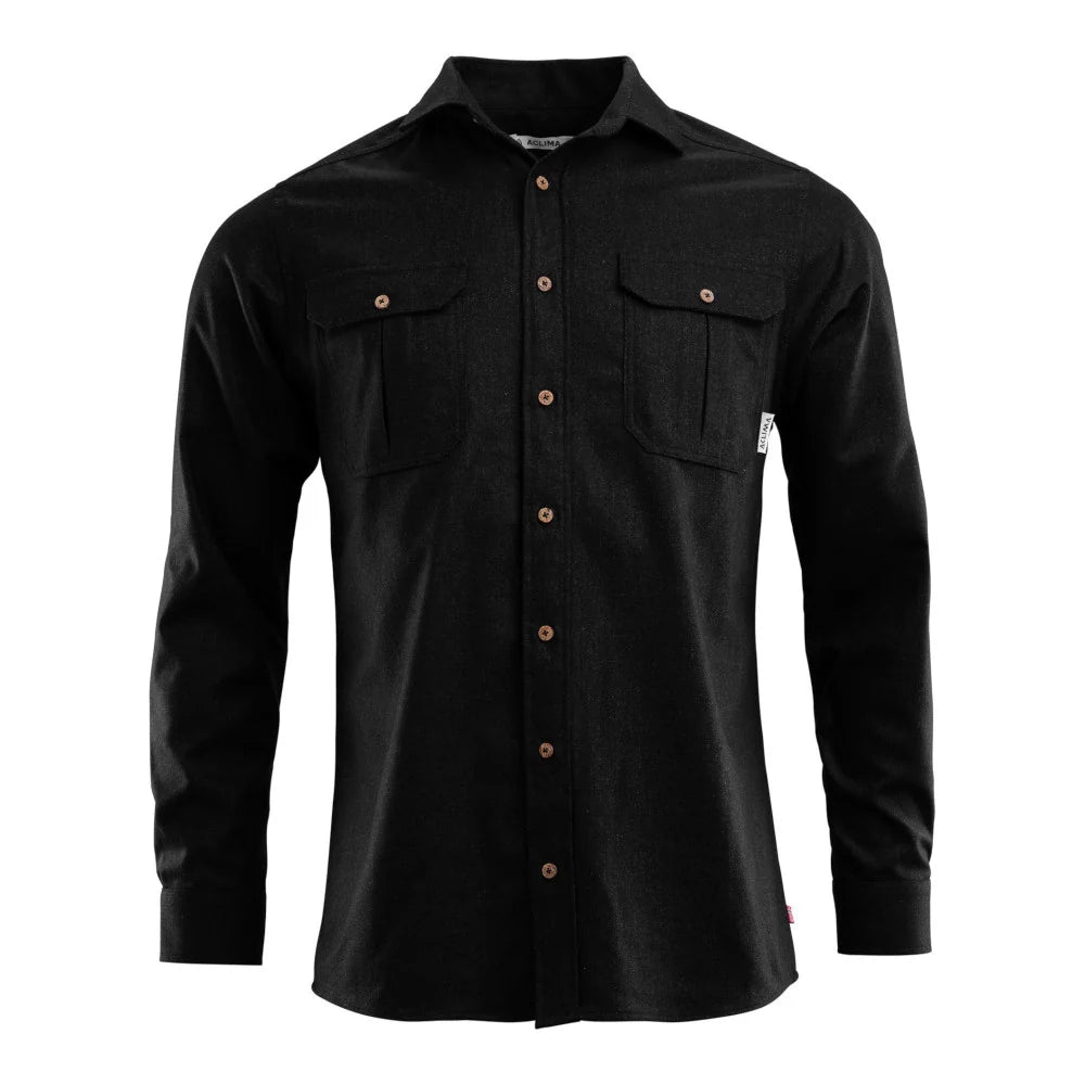 Aclima - LeisureWool Reborn Herre Uldskjorte // Dark Grey Melange-1-XtraGrej