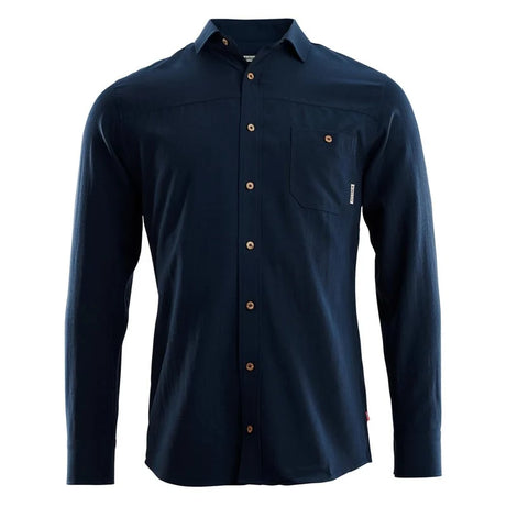 Aclima - LeisureWool Woven Herre Uldskjorte // Navy Blå-2-XtraGrej