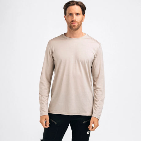 Aclima - LightWool 180 Langærmet Herre Uldtrøje // Simple Taupe-4-XtraGrej