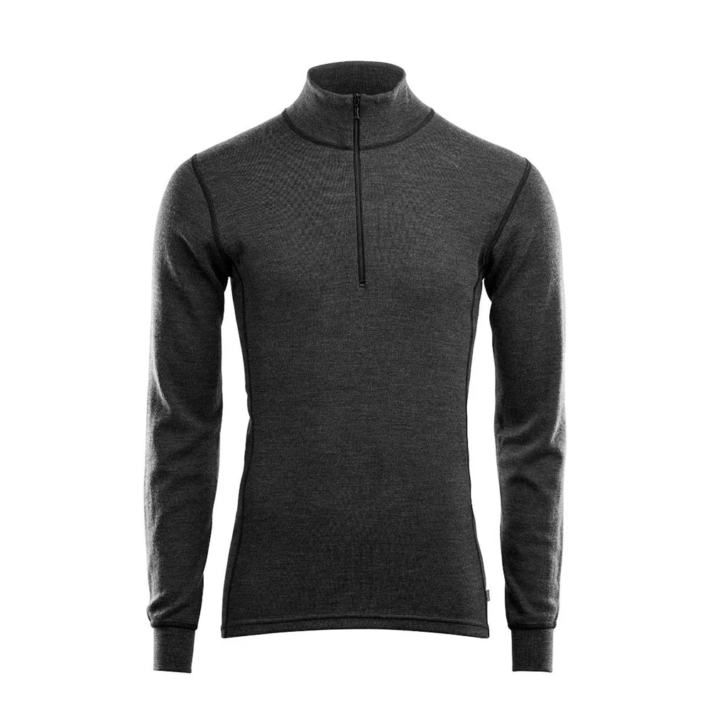 Aclima - WarmWool 200g Mock Neck Herre Uldtrøje // Grå / Sort-1-XtraGrej