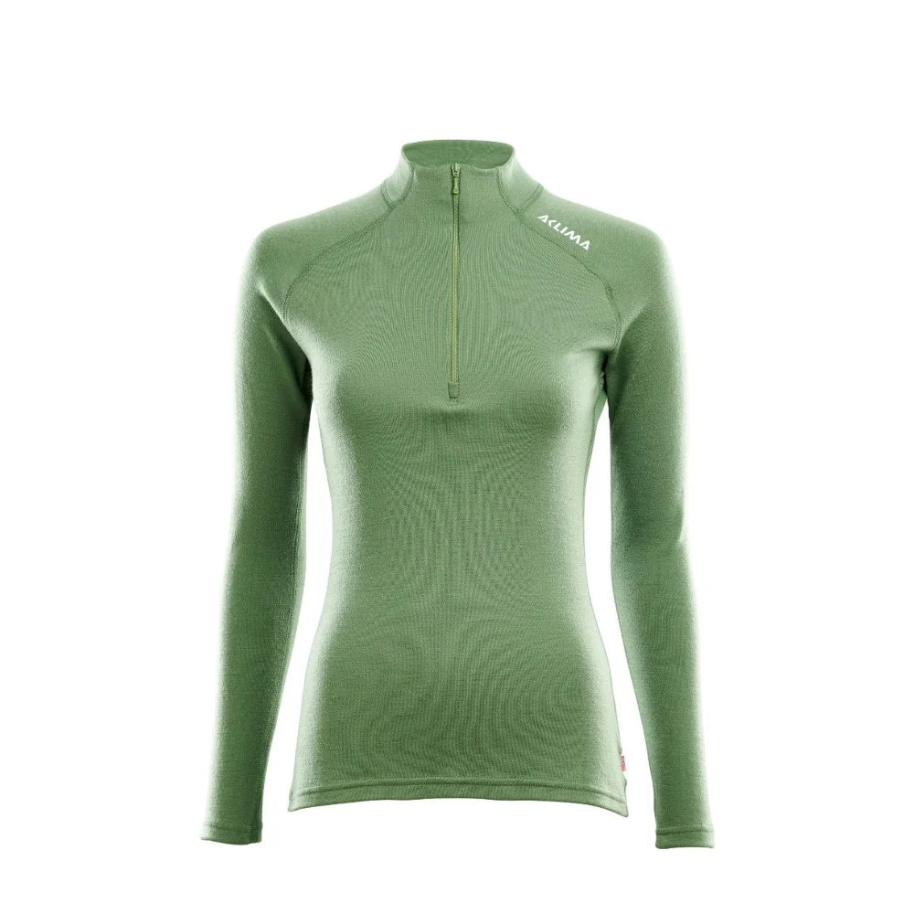 Aclima - WarmWool Dame Mock Neck m. Lynlås // Lys grøn-1-XtraGrej