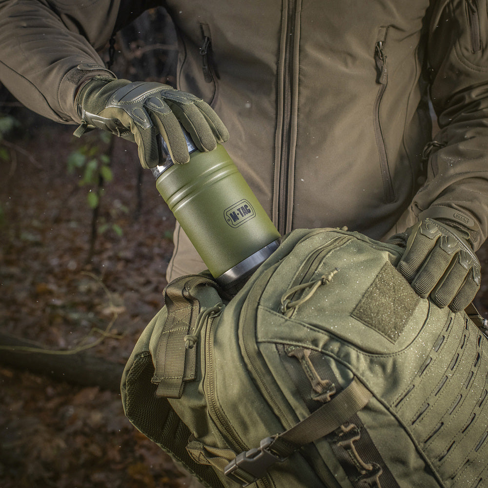 M-Tac Stainless 750 ml Thermos with folding spoon Olive