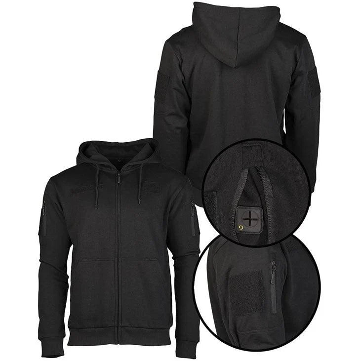 Mil-Tec - Tactical Hoodie Hættetrøje m. Lynlås // Sort-2-XtraGrej