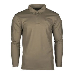 Mil-Tec - Tactical Quickdry Langærmet Herre Polo // Olivengrøn-1-XtraGrej