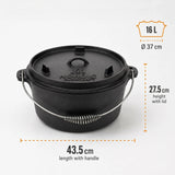 Nordic Bushcraft - 16L Dutch Oven Støbejernsgryde-2-XtraGrej