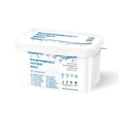 Pro Ration - Emergency Water Box, 47 x 330 ml (15,5 L), 50 års holdbarhed-1-XtraGrej