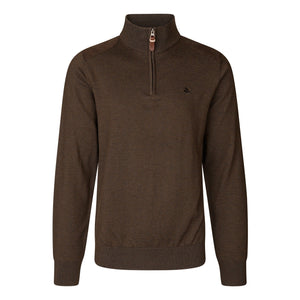 Seeland - Pine Half Zip Sweater // Dark Brown-1-XtraGrej