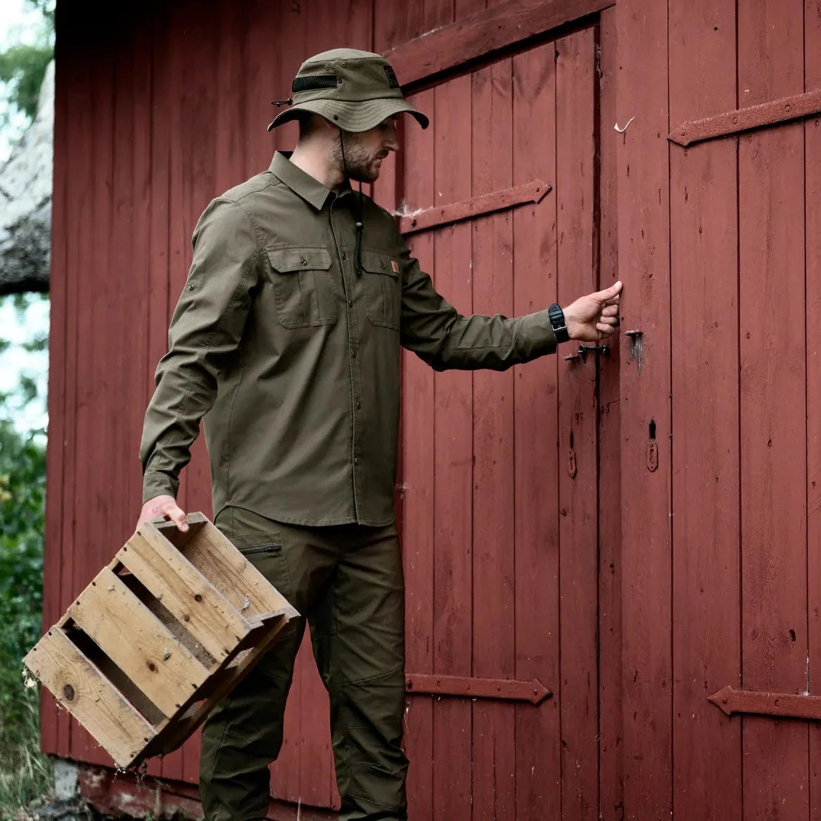 Seeland - Selous L/S Cargo Skjorte // Grape leaf-7-XtraGrej