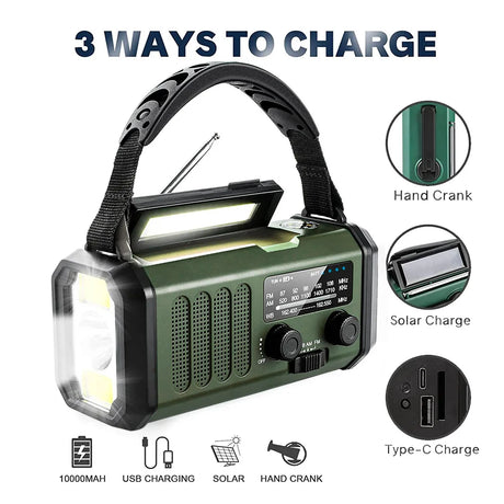 Sunny Hiker - Nødradio m. Powerbank 10.000 mAh // Grøn-8-XtraGrej
